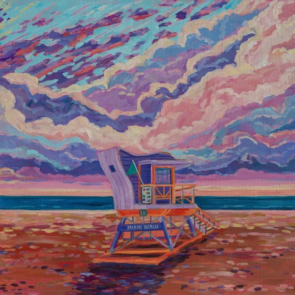 Heather Nagy: Miami Beach Purple Lifeguard Stand by Heather Nagy