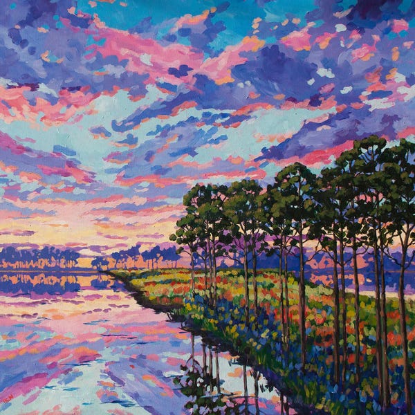Lake Sunrises & Sunsets: Pines At Sunset (Right) by Heather Nagy