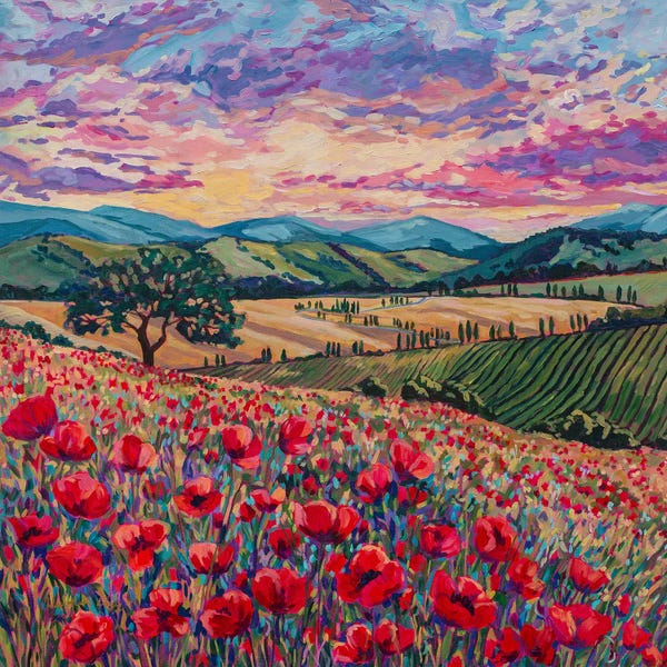 Hillsides: Tuscan Poppies And Poplars by Heather Nagy