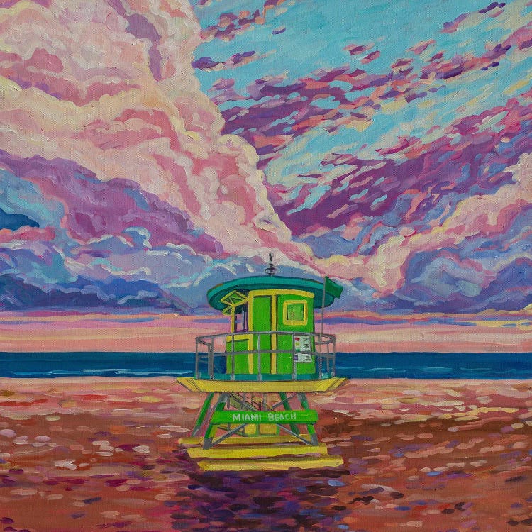 Miami Beach Green Life Guard Stand by Heather Nagy wall art