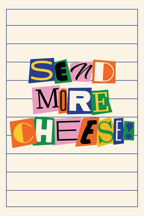 Send More Cheese by Nora Gazzar wall art