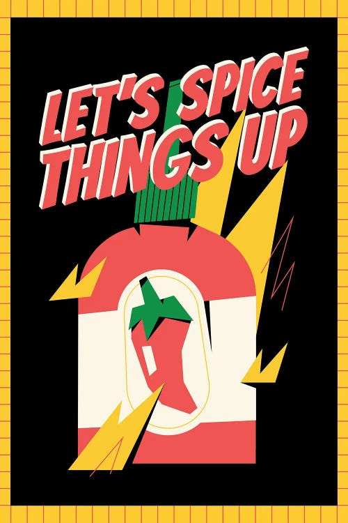 Let's Spice Things Up Black by Nora Gazzar wall art