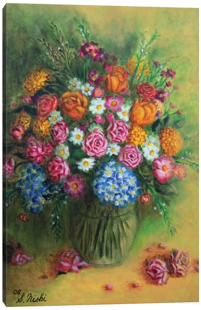 Festive Bouquet Canvas Art Print - Current Day Impressionism Art