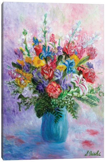 Happy Bouquet Canvas Art Print - Current Day Impressionism Art