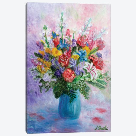 Happy Bouquet Canvas Print #NHI13} by Sam Nishi Art Print