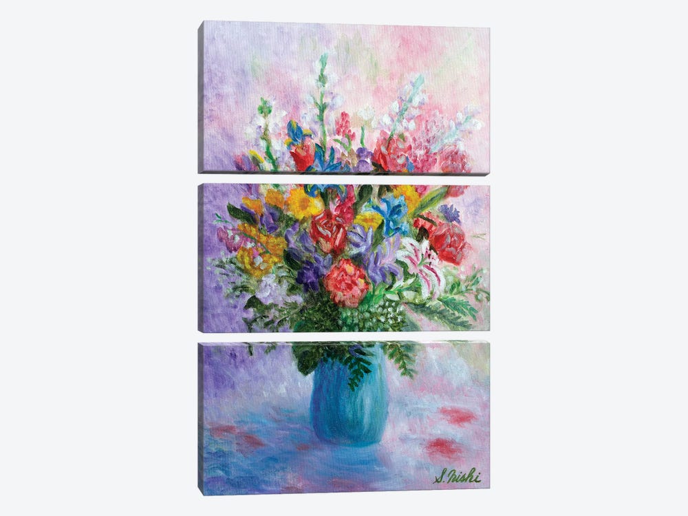 Happy Bouquet by Sam Nishi 3-piece Canvas Artwork