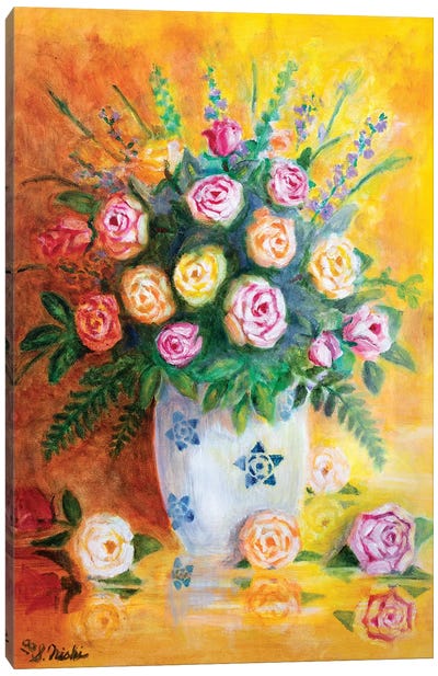 Spring Roses Canvas Art Print - Current Day Impressionism Art