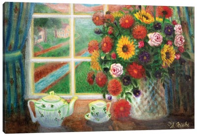 Window View Canvas Art Print - Sunflower Art