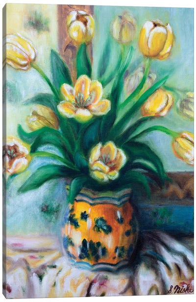 Yellow Tulips Canvas Art Print - Current Day Impressionism Art
