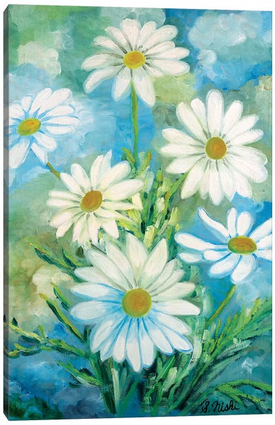 Daisies Against The Sky Canvas Art Print - Daisy Art