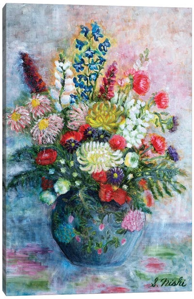 Chrysanthemums Canvas Art Print - Current Day Impressionism Art