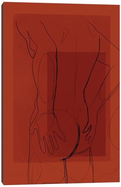 Orange Line Canvas Art Print - Red Abstract Art