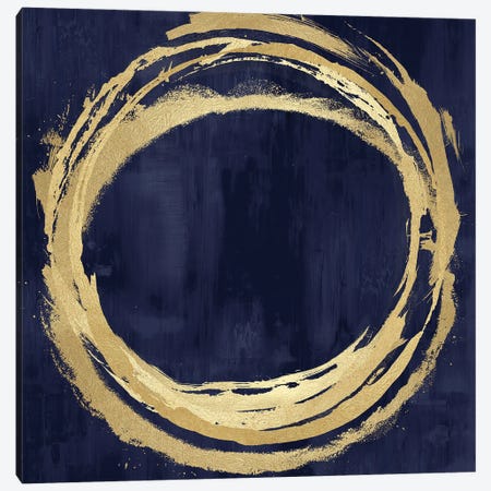 Circle Gold On Blue II Canvas Print #NHS10} by Natalie Harris Canvas Art Print