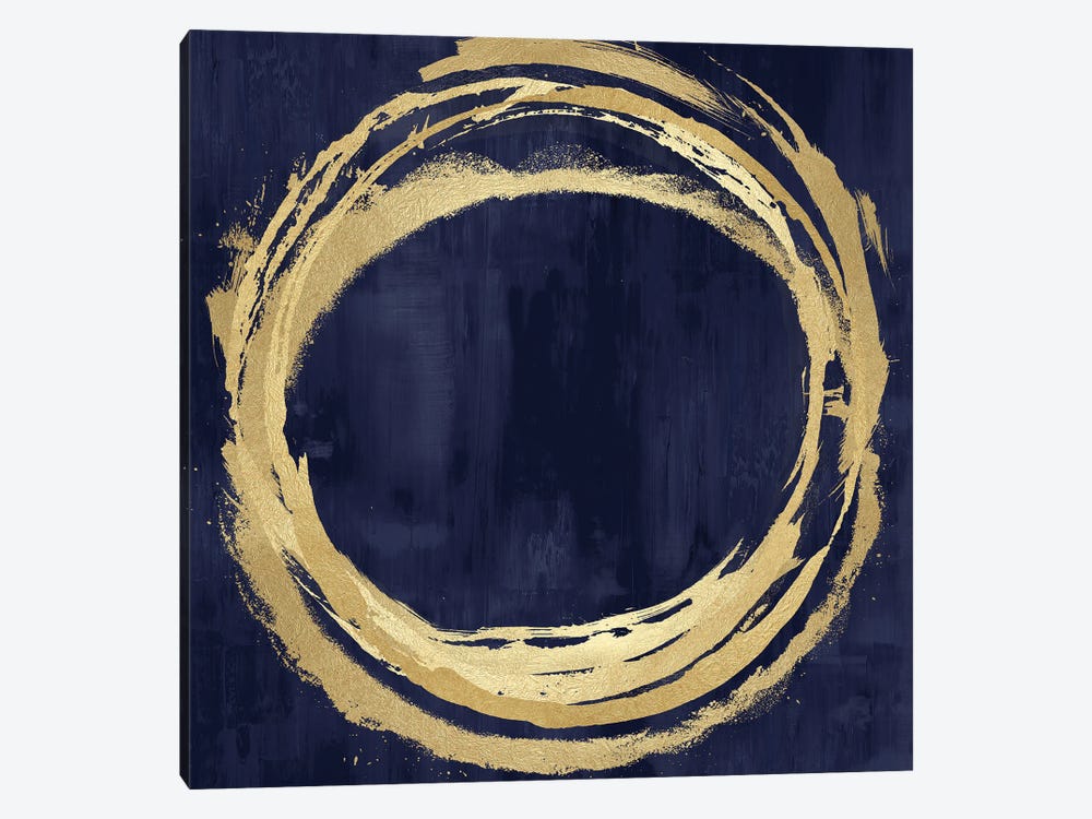 Circle Gold On Blue II by Natalie Harris 1-piece Canvas Wall Art
