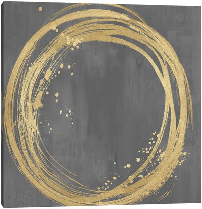 Circle Gold On Gray I Canvas Art Print