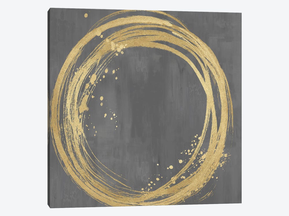 Circle Gold On Gray I by Natalie Harris 1-piece Art Print