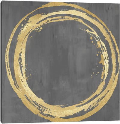Circle Gold On Gray II Canvas Art Print