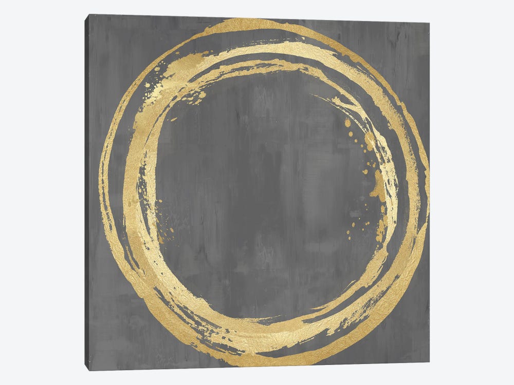 Circle Gold On Gray II by Natalie Harris 1-piece Canvas Wall Art