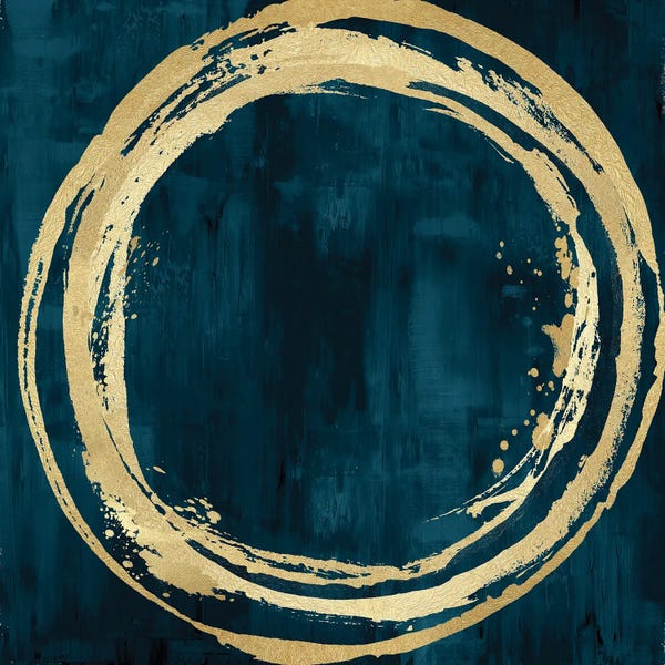 Natalie Harris: Circle Gold On Teal I by Natalie Harris