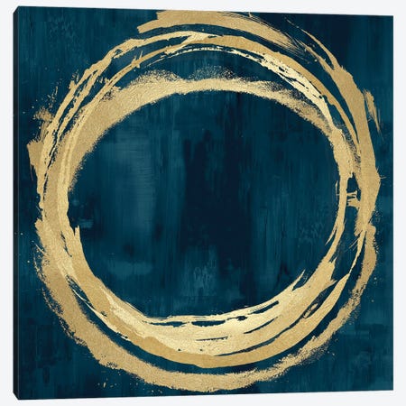 Circle Gold On Teal II Canvas Print #NHS14} by Natalie Harris Canvas Wall Art
