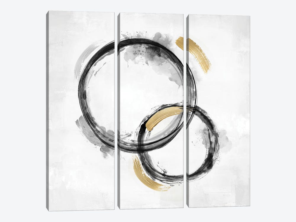 Circle Motion Black II by Natalie Harris 3-piece Canvas Wall Art