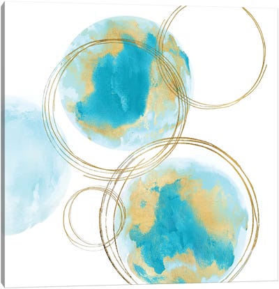Circular Aqua And Gold I Canvas Art Print