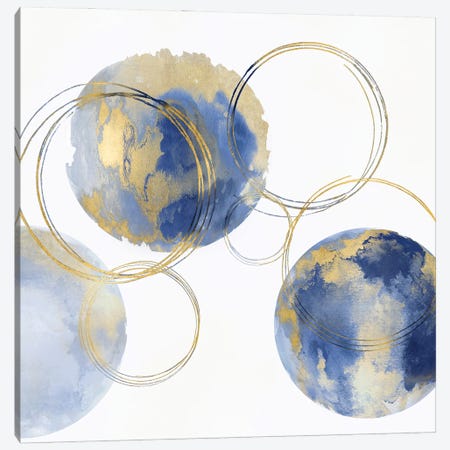 Circular Blue And Gold II Canvas Print #NHS26} by Natalie Harris Art Print