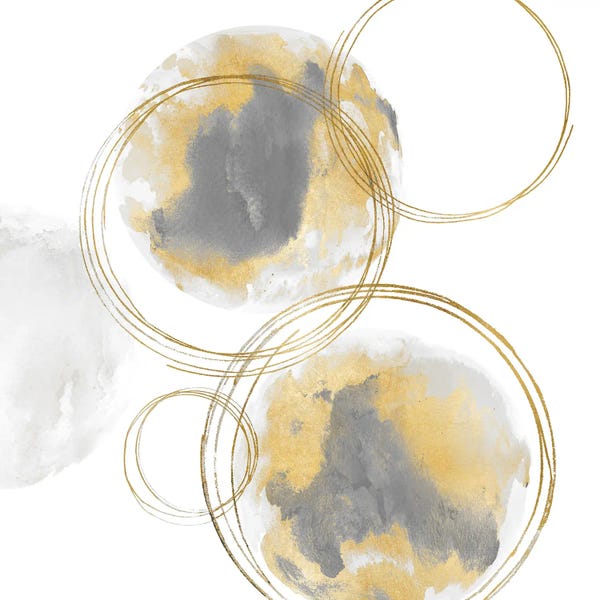 Natalie Harris: Circular Gray And Gold I by Natalie Harris