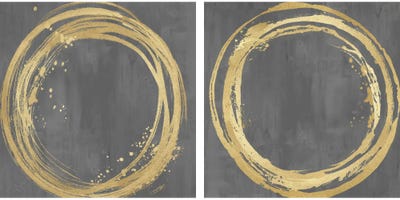 Circle Gold On Gray Diptych