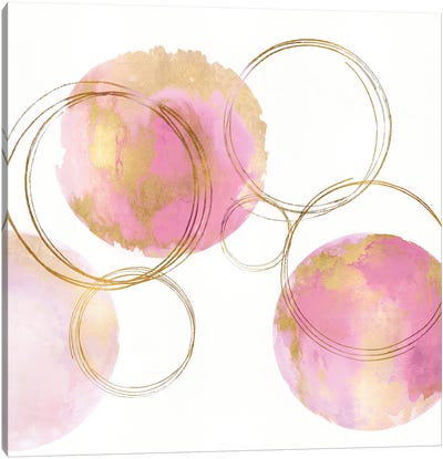 Circular Pink And Gold II Canvas Art Print - Glam Bedroom Art