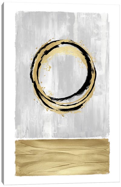 Inward White II Canvas Art Print - Black, White & Gold Art
