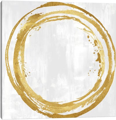 Circle Gold I Canvas Art Print - Black, White & Gold Art
