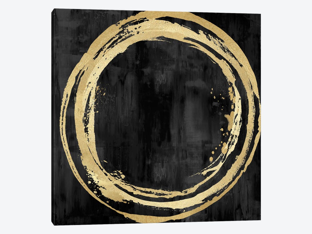Circle Gold On Black I by Natalie Harris 1-piece Canvas Print