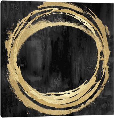 Circle Gold On Black II Canvas Art Print