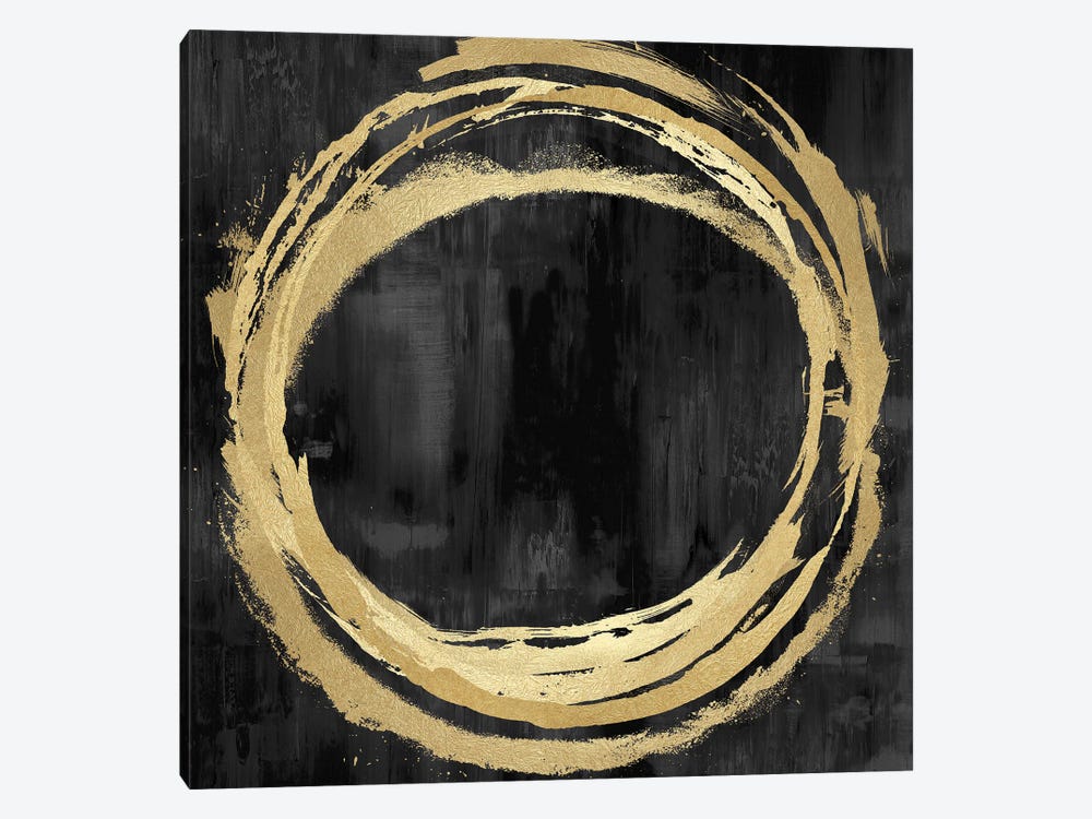 Circle Gold On Black II by Natalie Harris 1-piece Canvas Wall Art