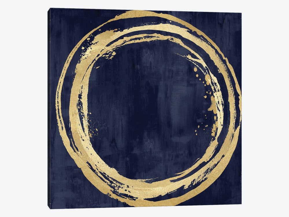 Circle Gold On Blue I by Natalie Harris 1-piece Canvas Art Print