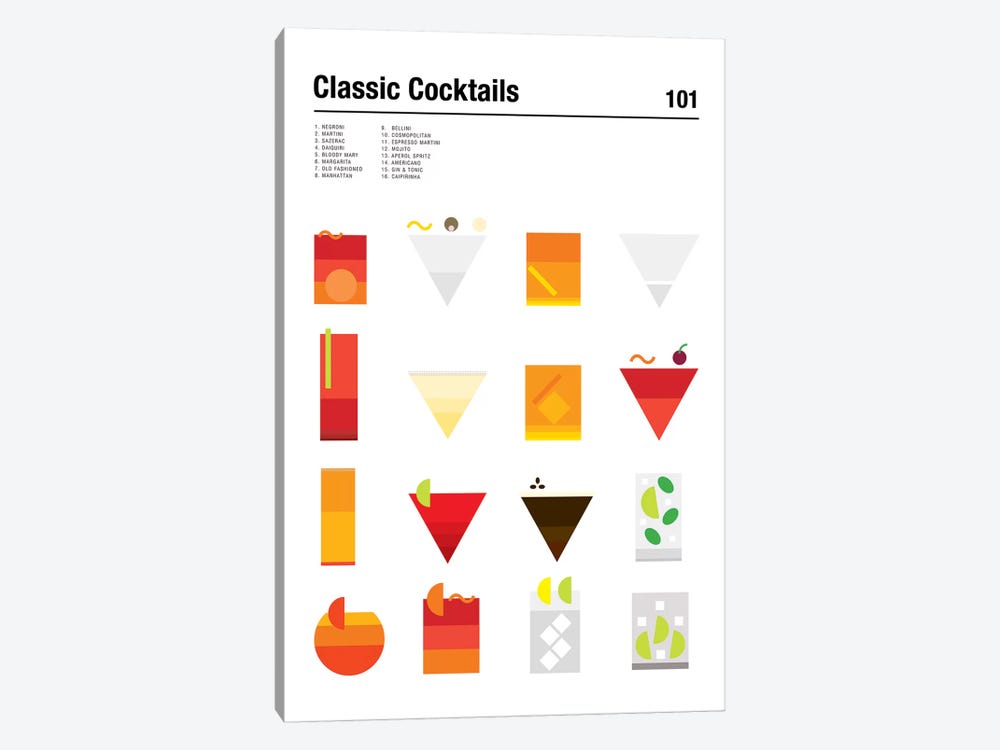 Classic Cocktails 101 by Nick Barclay 1-piece Canvas Wall Art