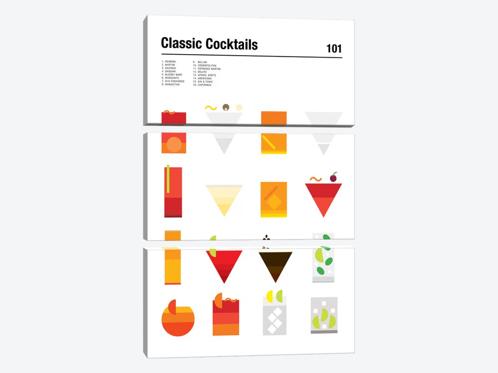 Classic Cocktails 101 by Nick Barclay 3-piece Canvas Wall Art