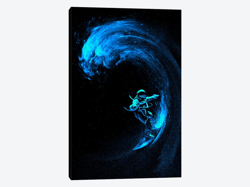 Space Surfing Blue Wave by Nicebleed 1-piece Canvas Artwork
