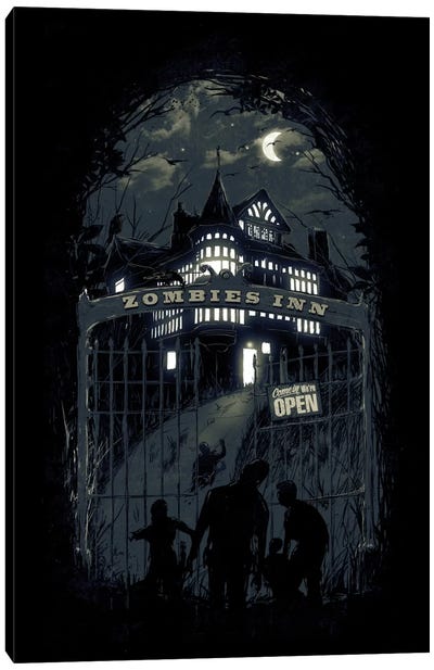Zombies' Inn Canvas Art Print - What "Dark Arts" Await Behind Each Door?