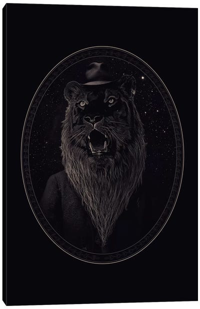 Call Of The Wild Night Canvas Art Print - Lion Art
