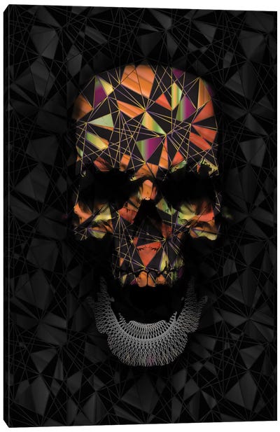 Colorful Geometric Skull Canvas Art Print - Naked Bones