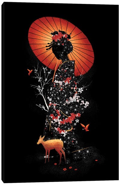 Geisha Nature Canvas Art Print - Umbrella Art