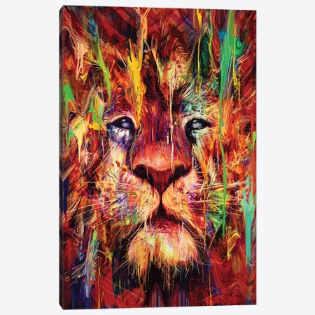 Lion Red Canvas Print #NID181} by Nicebleed Canvas Art