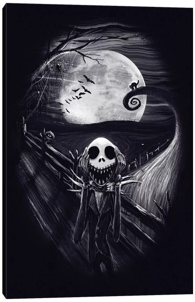 The Scream Before Christmas in Color Canvas Art Print - Jack Skellington