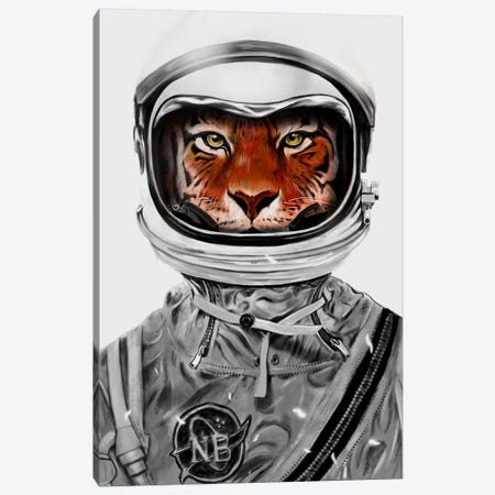 Astro Tiger In B&W Canvas Print #NID194} by Nicebleed Canvas Wall Art