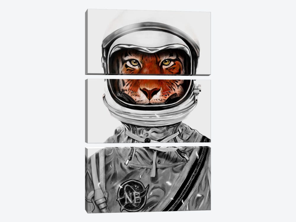 Astro Tiger In B&W by Nicebleed 3-piece Canvas Wall Art
