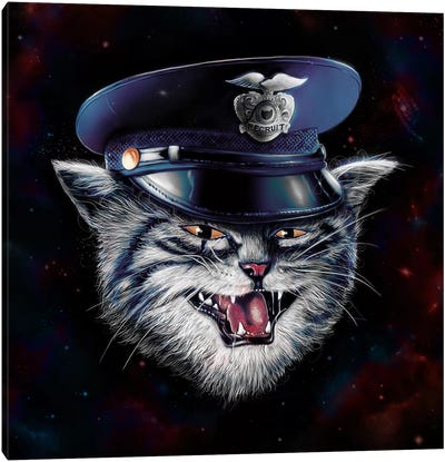 Police Cat Canvas Art Print - Nicebleed