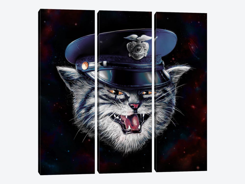 Police Cat by Nicebleed 3-piece Canvas Print