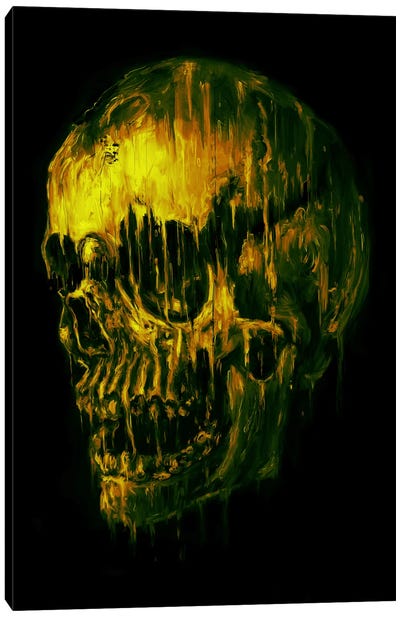 Skull Melt Green Canvas Art Print - Nicebleed